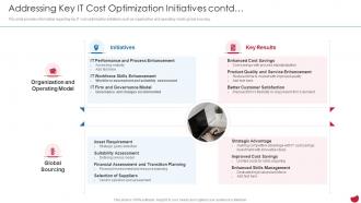 Addressing Key It Cost Optimization Initiatives Contd CIOs Strategies To Boost IT