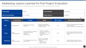 Addressing Lessons Learned For Post Project Scope Administration Playbook