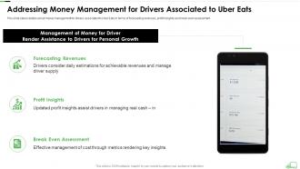 Addressing money management for drivers associated to uber eats