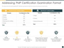 Addressing pmp certification examination format pmp certification course it ppt microsoft
