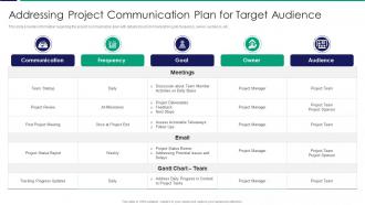 Addressing Project Communication Plan For Target Audience Ppt Outline Graphic Images
