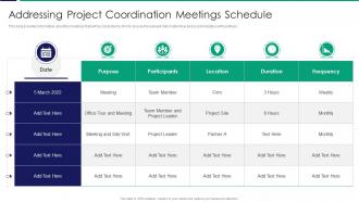 Addressing Project Coordination Meetings Schedule Ppt Slides Visual Aids