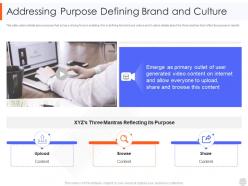 Addressing purpose defining brand and culture web video hosting platform