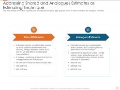 Addressing shared and analogues software costs estimation agile project management it