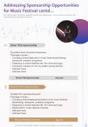 Addressing Sponsorship Opportunities For Music Festival Contd One Pager Sample Example Document
