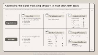 Addressing The Digital Marketing Strategy To Meet Strategic Marketing Plan To Increase
