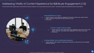 Addressing vitality of content experience sales enablement initiatives for b2b marketers