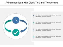 Adherence icon with clock tick and two arrows