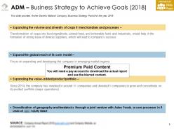 ADM Business Strategy To Achieve Goals 2018