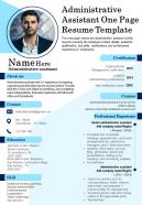 Administrative assistant one page resume template presentation report ppt pdf document