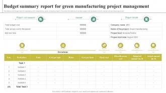 Adopting Green Computing For Attaining Budget Summary Report For Green