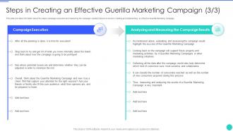 Adopting offline steps in creating an effective guerilla marketing ppt outline ideas
