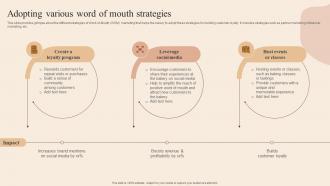 Adopting Various Word Of Mouth Strategies Developing Actionable Advertising Plan Tactics MKT SS V