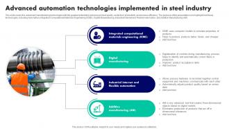 Advanced Automation Technologies Implemented In Steel Industry