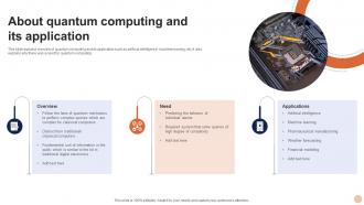 Advanced Technologies About Quantum Computing And Its Application