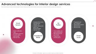 Advanced Technologies For Interior Design Services Interior Design Company Profile Ppt Structure