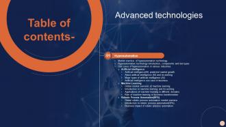 Advanced Technologies Table Of Contents Ppt Themes