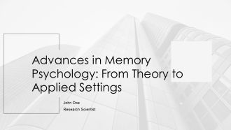 Advances In Memory Psychology From Theory To Applied Settings PPT Guidelines AT
