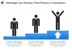 Advantage icon showing three persons in comparison steps