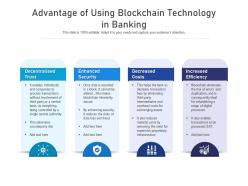 Advantage of using blockchain technology in banking