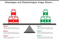 Advantages and disadvantages image shown by positive negative signs in jars