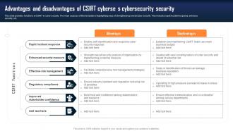 Advantages And Disadvantages Of Csirt Cyberse S Cybersecurity Security