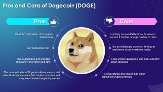Advantages And Disadvantages Of Dogecoin Doge Training Ppt