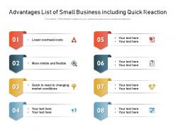 Advantages list of small business including quick reaction