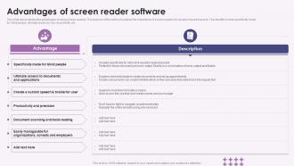 Advantages Of Screen Reader Software Ppt Powerpoint Presentation File Design Ideas