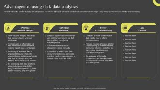 Advantages Of Using Dark Data Analytics Dark Data And Its Utilization