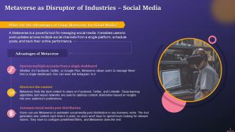 Advantages Of Using Metaverse For Social Media Training Ppt