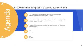 Advertisement Campaigns To Acquire New Customers Powerpoint Presentation Slides MKT CD V Appealing Customizable