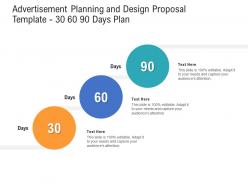 Advertisement planning and design proposal template 30 60 90 days plan ppt examples