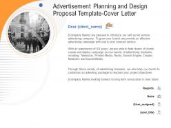 Advertisement planning and design proposal template cover letter ppt powerpoint file