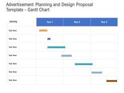 Advertisement planning and design proposal template gantt chart ppt powerpoint sample