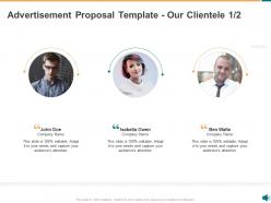 Advertisement proposal template our clientele communication ppt powerpoint presentation ideas