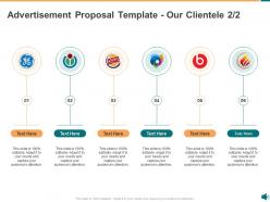 Advertisement proposal template our clientele ppt powerpoint presentation slides good
