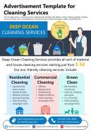 Advertisement template for cleaning services presentation report infographic ppt pdf document