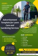 Advertisement template for lawn care and gardening services presentation report infographic ppt pdf document