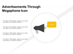 Advertisements through megaphone icon