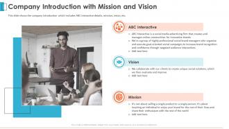 Advertising agency pitch deck company introduction with mission and vision