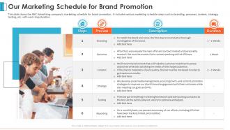 Advertising agency pitch deck our marketing schedule for brand promotion