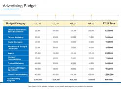 Advertising Budget Product Channel Segmentation Ppt Elements