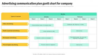 Advertising Communication Plan Gantt Chart For Company