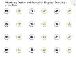Advertising design and production proposal template icons slide ppt powerpoint presentation icon