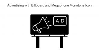 Advertising With Billboard And Megaphone Monotone Icon