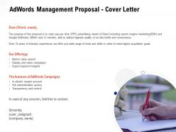 Adwords management proposal cover letter ppt powerpoint presentation styles inspiration