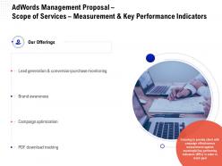 Adwords management proposal scope of services measurement and key performance indicators ppt grid