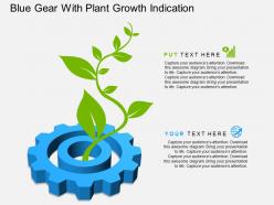 ae Blue Gear With Plant Growth Indication Flat Powerpoint Design