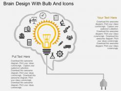 Ae brain design with bulb and icons flat powerpoint design